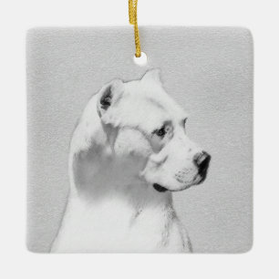 Dogo Argentino Painting - Original Dog Art Ceramic Ornament