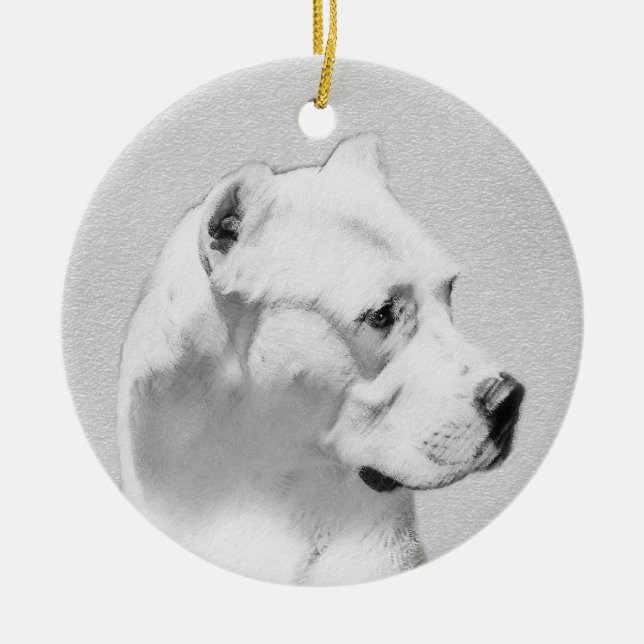 Dogo Argentino Painting - Original Dog Art Ceramic Ornament (Front)