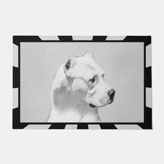 Dogo Argentino Painting - Original Dog Art Doormat (Front)