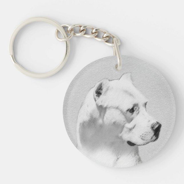 Dogo Argentino Painting - Original Dog Art Key Ring (Front)