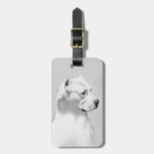 Dogo Argentino Painting - Original Dog Art Luggage Tag