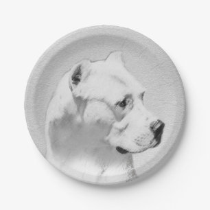 Dogo Argentino Painting - Original Dog Art Paper Plate