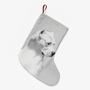 Dogo Argentino Painting - Original Dog Art Small Christmas Stocking