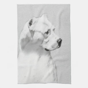 Dogo Argentino Painting - Original Dog Art Tea Towel
