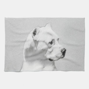 Dogo Argentino Painting - Original Dog Art Tea Towel