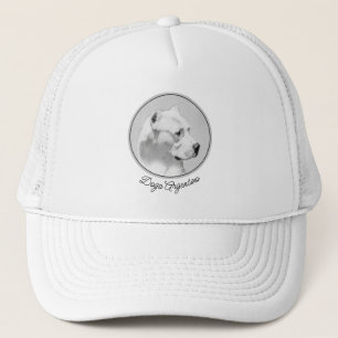 Dogo Argentino Painting - Original Dog Art Trucker Hat