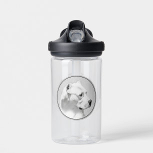 Dogo Argentino Painting - Original Dog Art Water Bottle