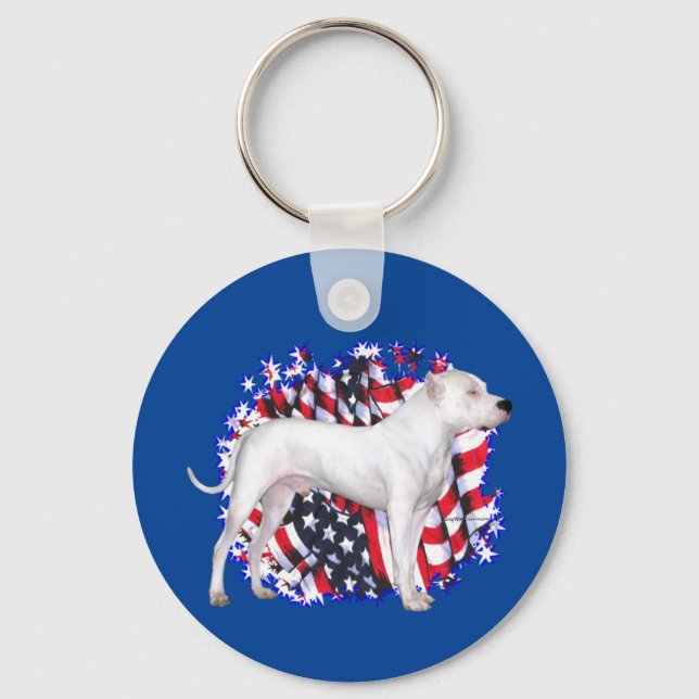 Dogo Argentino Patriot Key Ring (Front)