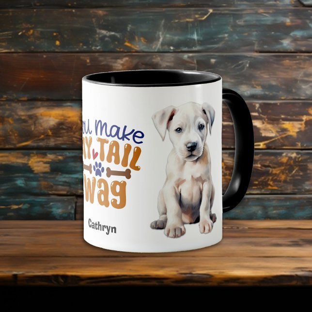 Dogo Argentino Puppy You Make My Tail Wag Mug (Creator Uploaded)