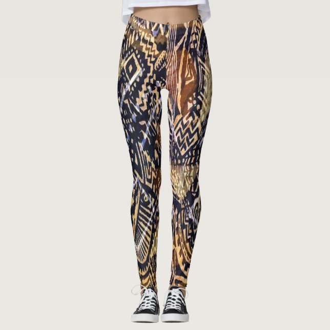 Dogon Mud Cloth Print Leggings (Front)