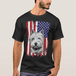 Dogs 365 Distress American Westie Dog 4th of July T-Shirt