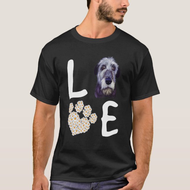 Dogs 365 Love IrishWolfhound Dog Paw Pet Rescue T-Shirt (Front)