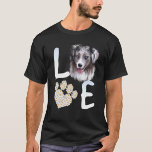 Dogs 365 Love Miniature American Shepherd Dog Paw T-Shirt