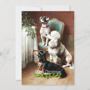 Dogs - A Christmas Treat, artwork by Carl Reichert Holiday Card
