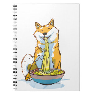 Dogs   A shiba Inu dog eating ramen Notebook