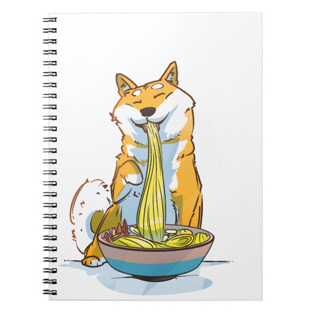 Dogs | A shiba Inu dog eating ramen Notebook (Front)