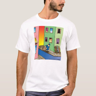 Dogs Ambush Mailman Cartoon T-Shirt