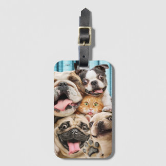 Dogs and a Cat Group Photo Luggage Tag