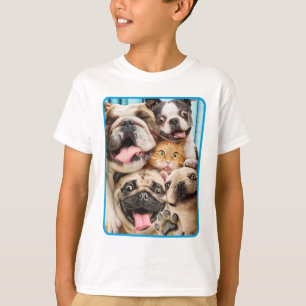 Dogs and a Cat Group Photo T-Shirt
