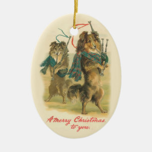 Dogs and Bagpipes Christmas Ornament