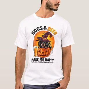 Dogs And Beer Make Me Happy Halloween Dachshund T-Shirt