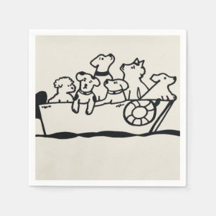 "Dogs and Boats" Paper Napkins by Willowcatdesign