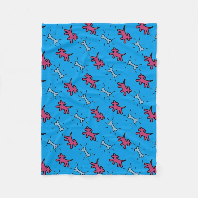 Dogs and Bones Graffiti style Blue Blanket 2 (Front)