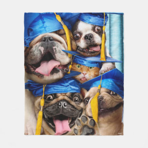 Dogs and Cat Grads in Photo Booth Fleece Blanket