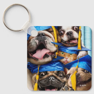 Dogs and Cat Grads in Photo Booth Key Ring