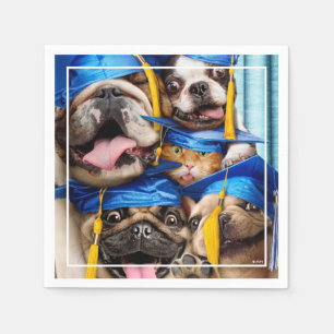 Dogs and Cat Grads in Photo Booth Napkin