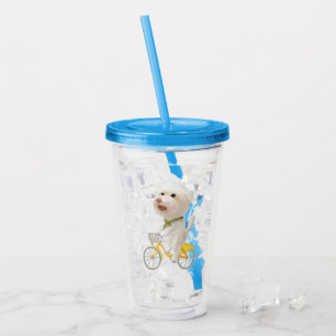 Dogs and Cats Biking by the Sea Acrylic Tumbler