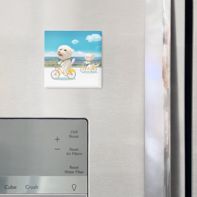 Dogs and Cats Biking by the Sea Magnet (In Situ (Fridge))