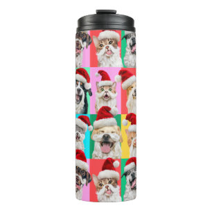 Dogs and Cats with Santa Beard Thermal Tumbler