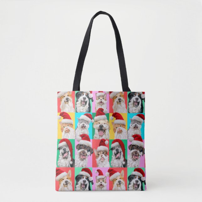 Dogs and Cats with Santa Beard Tote Bag (Front)