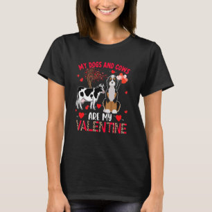Dogs And Cows Are My Valentine Bernedoodle With Co T-Shirt