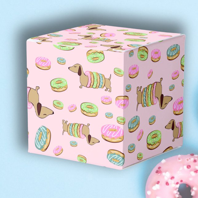 Dogs and Doughnuts Birthday Favour Boxes Dachshund (Dachshunds & Donuts favor birthday box or baby shower)
