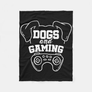 Dogs And Gaming Gamer Video Game Player Games Nerd Fleece Blanket