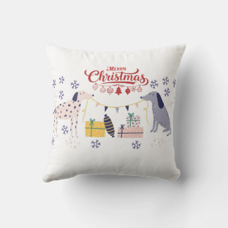 Dogs and Gifts Merry Christmas Cushion