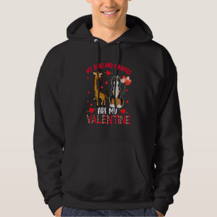 Dogs And Giraffes Are My Valentine Bernedoodle Wit Hoodie