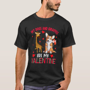 Dogs And Giraffes Are My Valentine Corgi With Gira T-Shirt