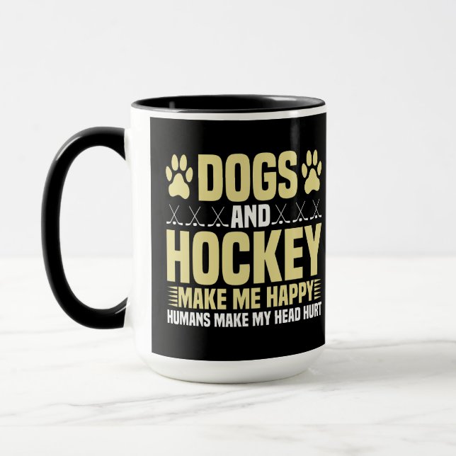 Dogs and Hockey Make Me Happy Mug (Left)