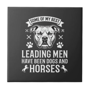 Dogs And Horses Leading Men Ceramic Tile