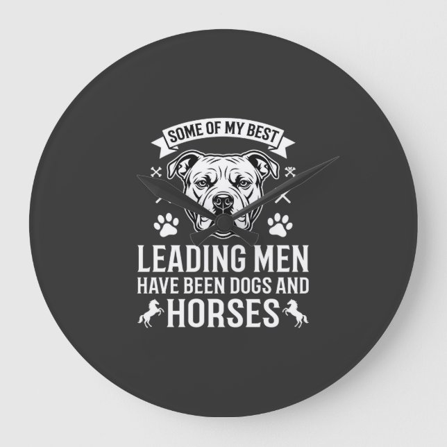Dogs And Horses Leading Men Large Clock (Front)