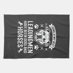Dogs And Horses Leading Men Tea Towel