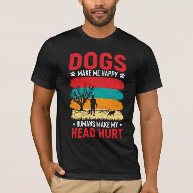 Dogs and Humans Humour T-Shirt (Front)