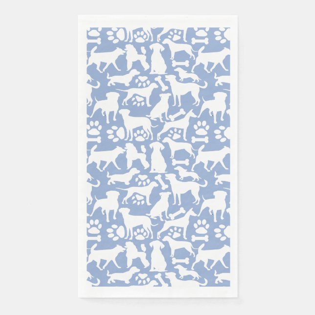 Dogs and paws pattern 02.b LBlue BG Napkin (Front)