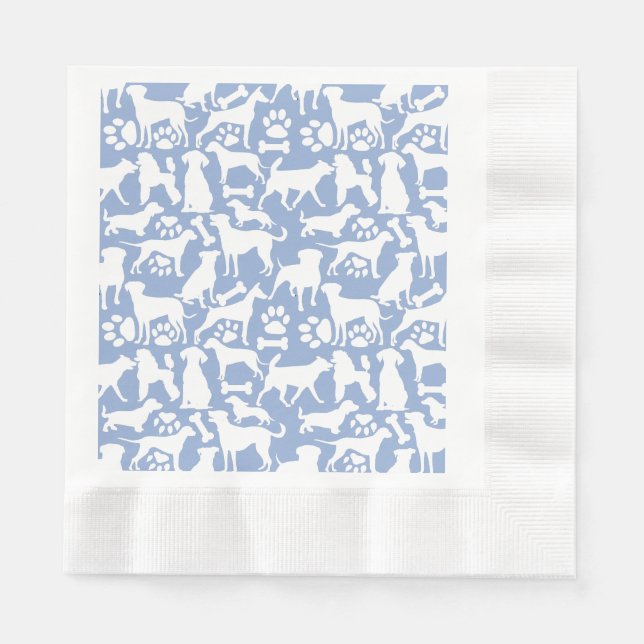 Dogs and paws pattern 02.b LBlue BG Napkin (Front)