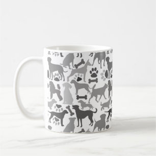 Dogs and paws pattern 03.b White BG Coffee Mug