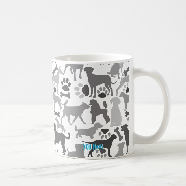 Dogs and paws pattern 03.b White BG Cust Coffee Mug (Right)