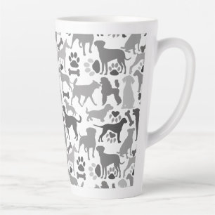 Dogs and paws pattern 03.b White BG Latte Mug